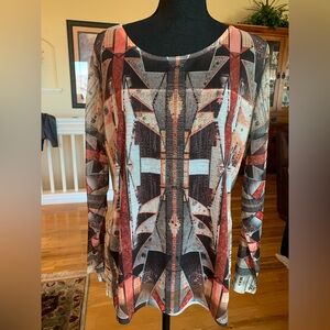 Chico's Multicolor Geometric Long Sleeve Blouse